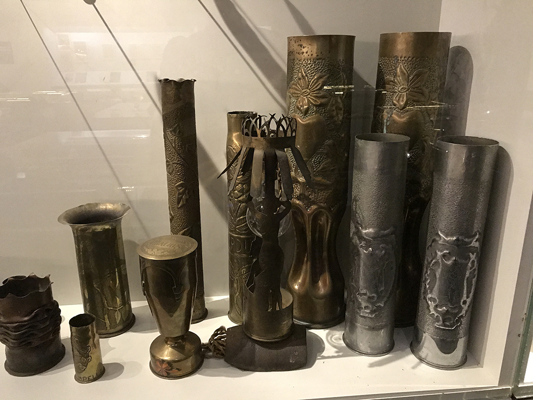 Shell casings turned to art - In the  Museé de la Grande Guerre de Meaux 